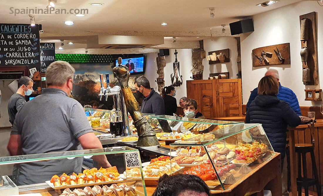 A typical pinchos bar in San Sebastian.