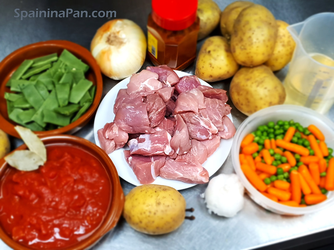 Ingredients for the Spanish pork with potato stew. Ingredients for the Spanish pork with potato stew.