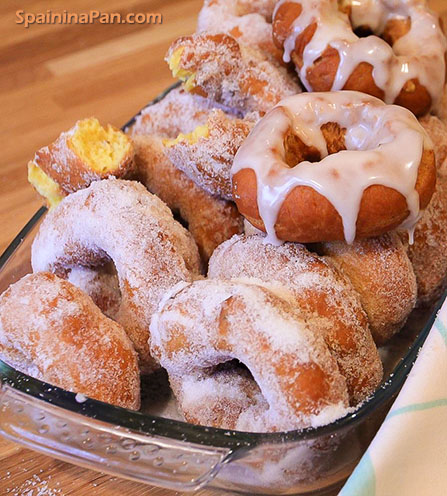 Spanish Christmas doughnuts or Rosquillas in a tray.