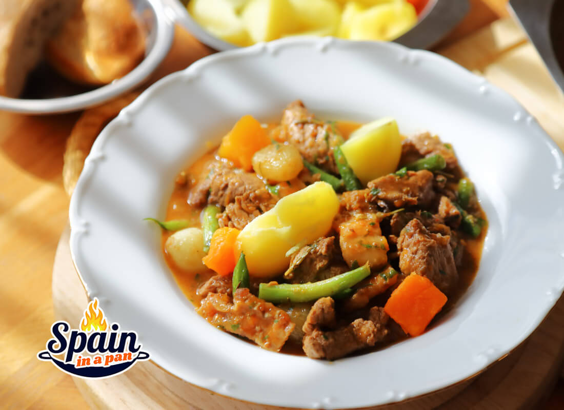Spanish beef with pumpkin stew in a plate.