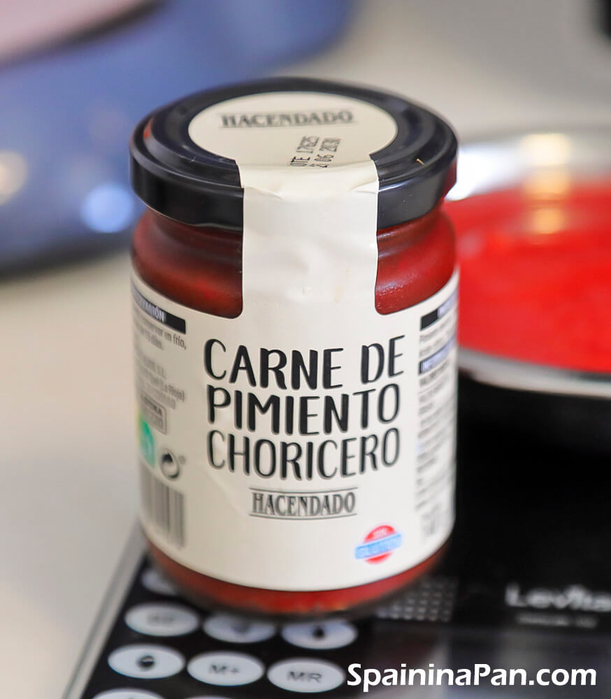 Spanish pepper choricero paste in a jar.