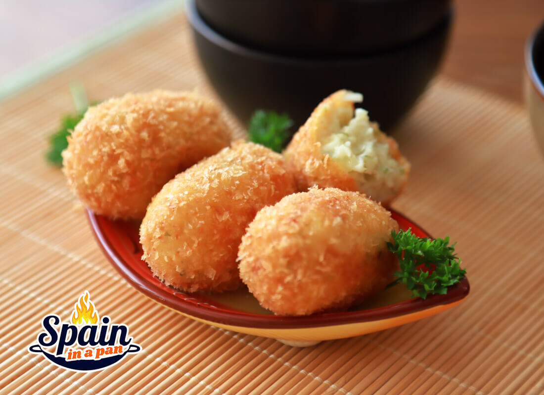 Spanish cod croquettes on a plate