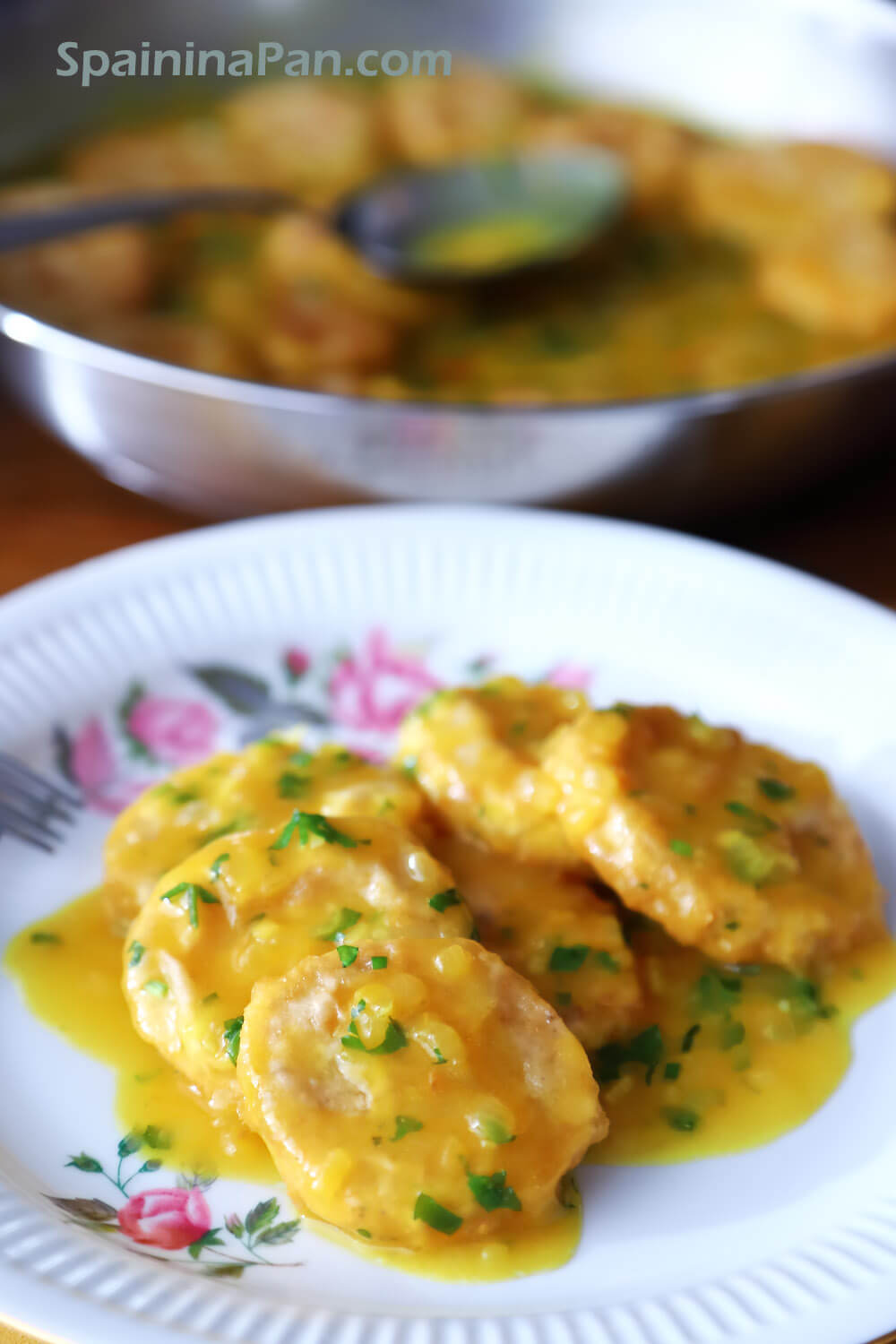 Spanish patatas a la importancia dish on a plate.