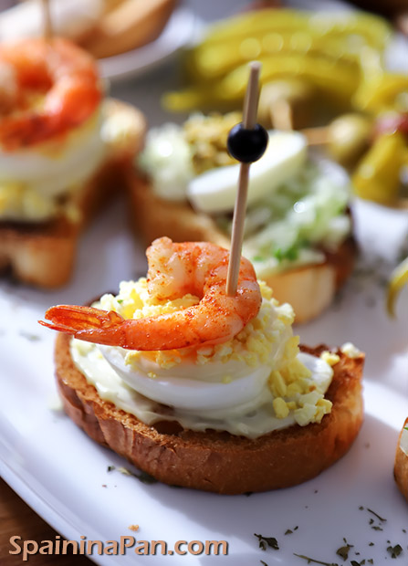 Spanish bilbainito pintxo on a plate.
