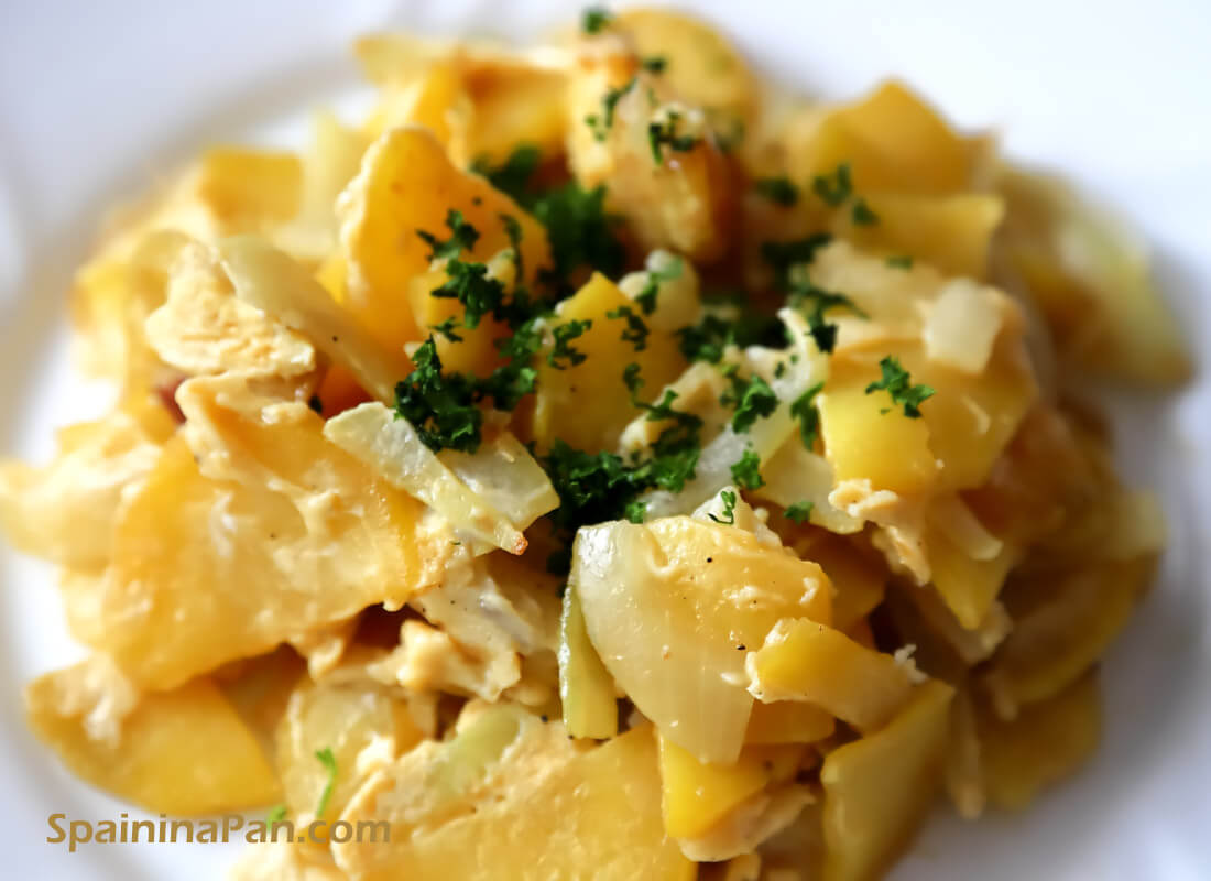 Spanish scrambled potatoes on a dish. Spanish scrambled potatoes on a dish.